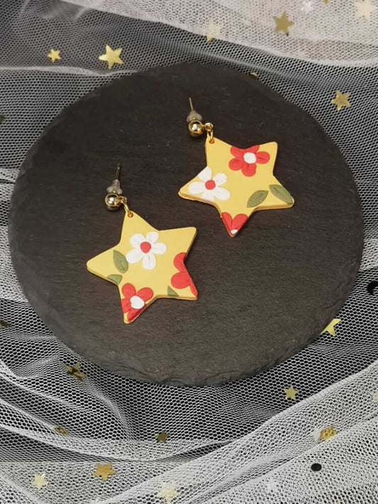 Floral star earrings