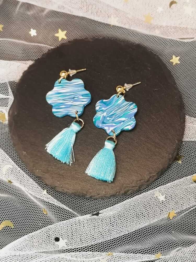 Floral petals with tassel earrings